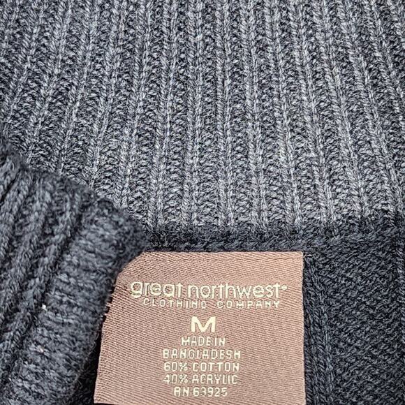 NWT Great Northwest Clothing Co Men’s Medium Black 1/4 Zip Sweater Cotton Blend - Picture 4 of 10